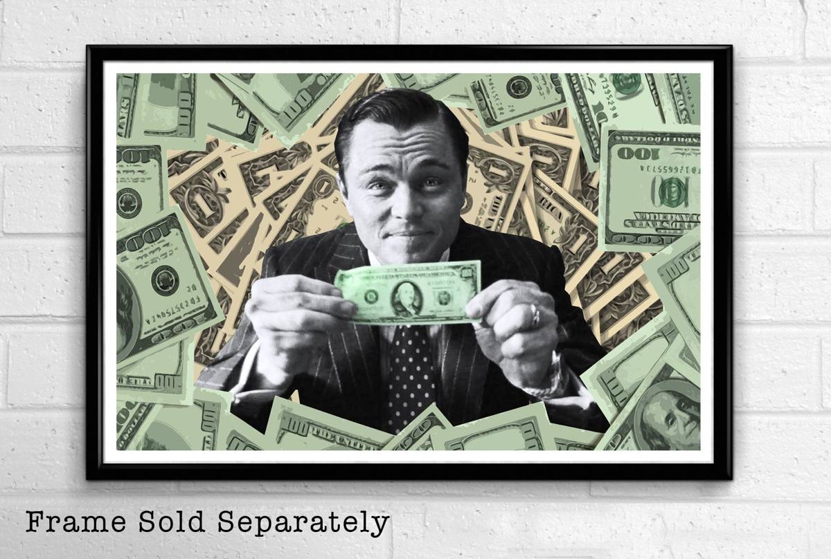 Wolf Of Wall Street Jordan Belfort Illustration #2 - Leonardo Dicaprio Movie Film - Poster | Canvas Wall Art Print