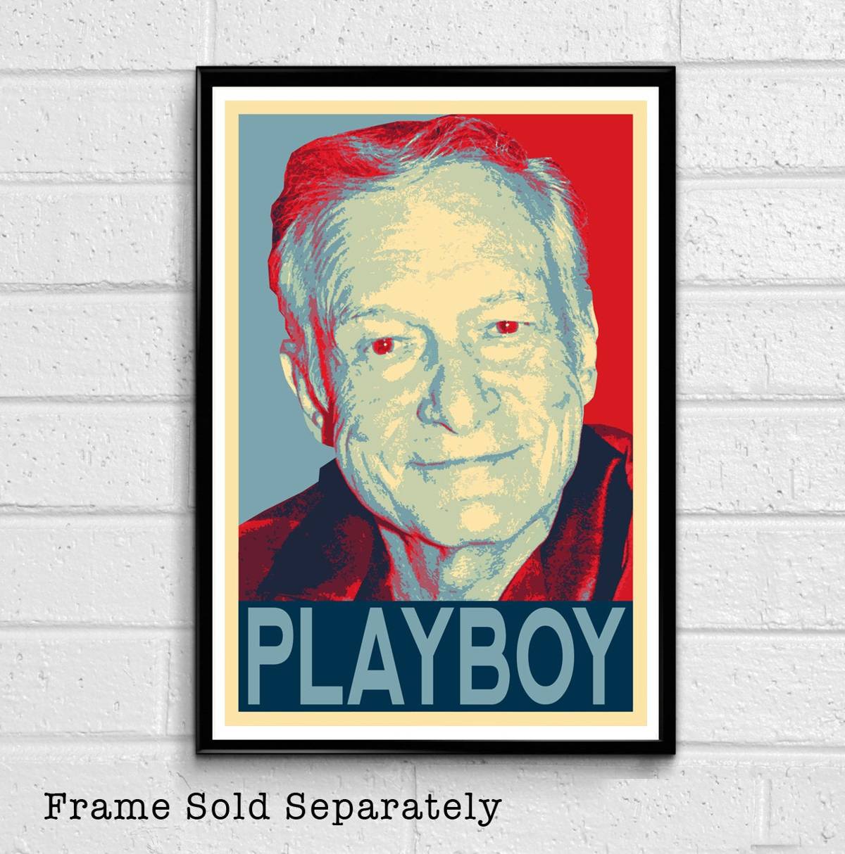 Hugh Hefner Political Illustration - Playboy Icon Celebrity Legend - Poster | Canvas Wall Art Print