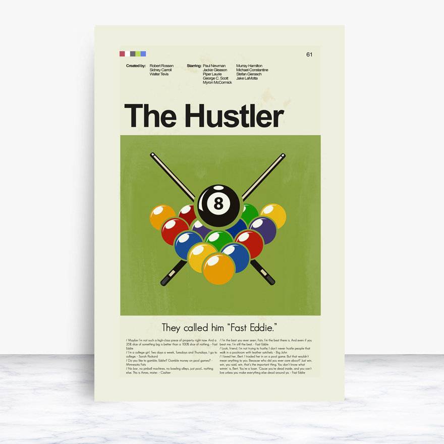 The Hustler Mid-Century Modern Inspired Print - Poster | Canvas Wall Art Print