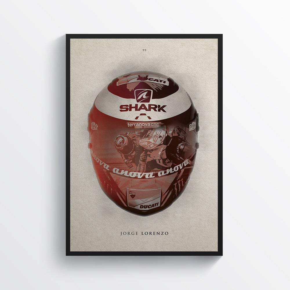 Jorge Lorenzo Moto Gp Helmet Motorcycle Motorbike, Spanish - Poster | Canvas Wall Art Print