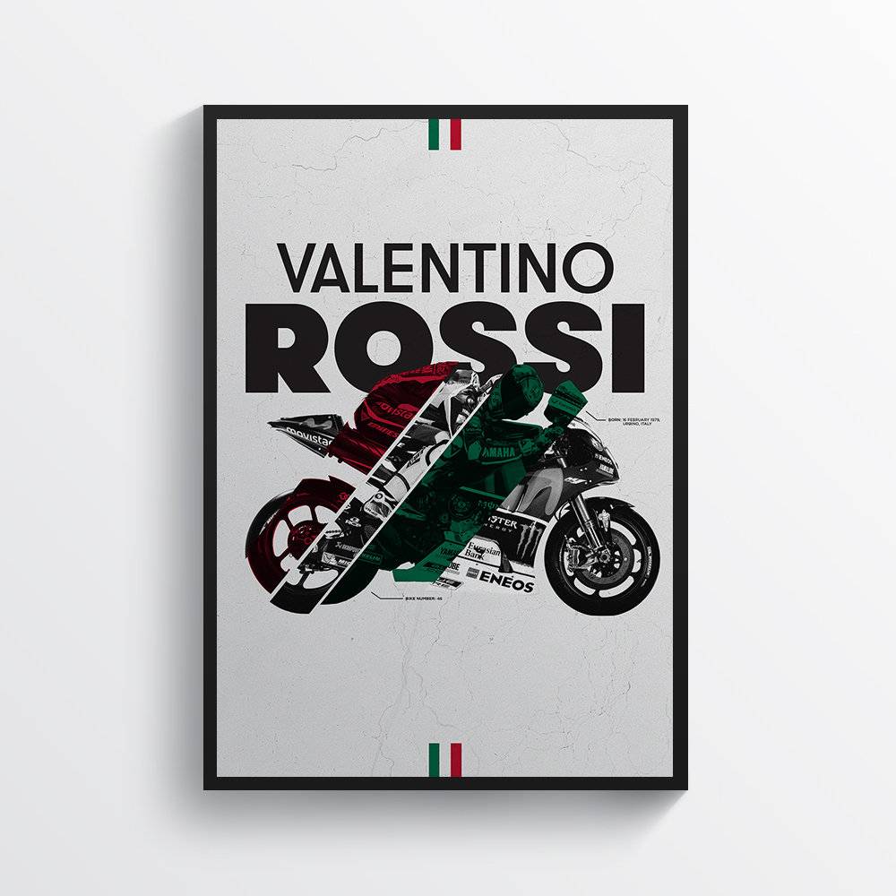 Valentino Rossi Moto Gp Motorcycle, Motorbike Print, Vr46, Italian Gp - Poster | Canvas Wall Art Print
