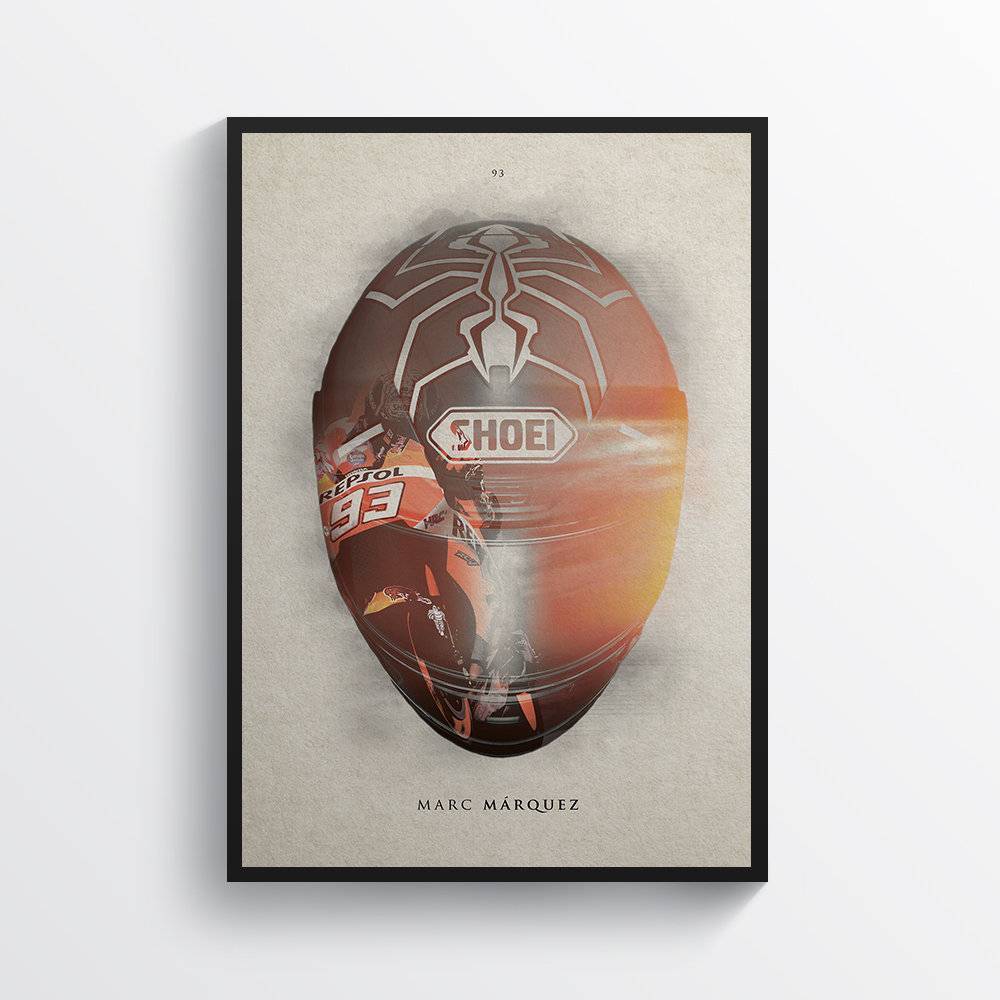 Marc Marquez Helmet Moto Gp Motorcycle Motorbike - Poster | Canvas Wall Art Print