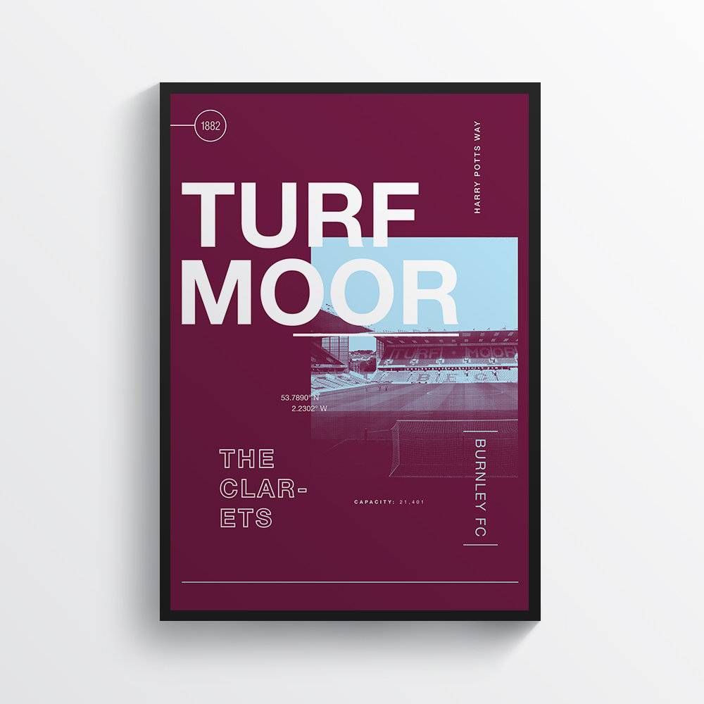 Burnley Fc Football Print Turf Moor Stadium Bfc Wall Art - Poster | Canvas Wall Art Print