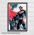 Batman Vs Superman Illustration - Justice League Superhero Comicbook - Poster | Canvas Wall Art Print