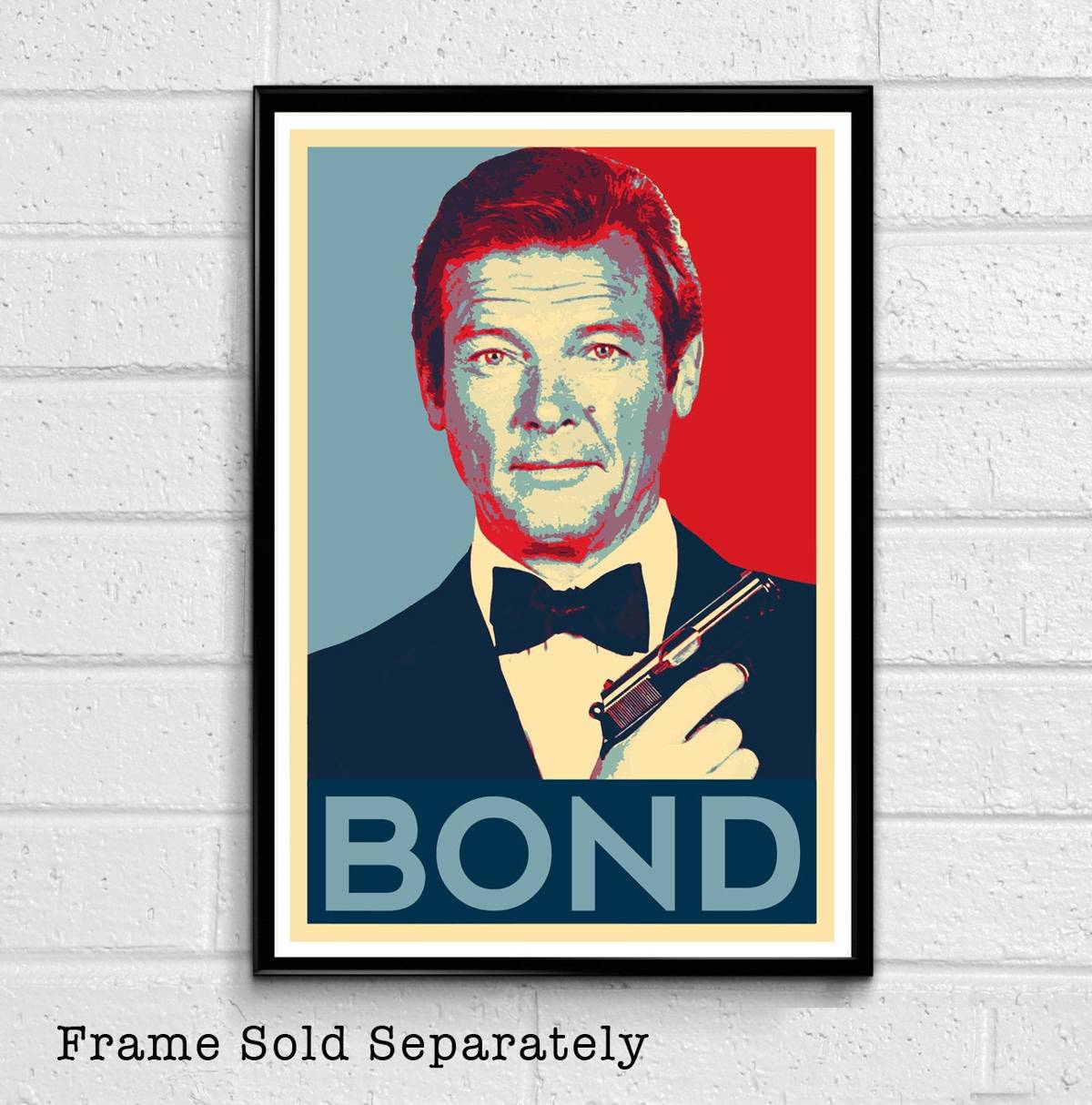 007 James Bond Roger Moore Illustration - British Spy Film Movie - Poster | Canvas Wall Art Print
