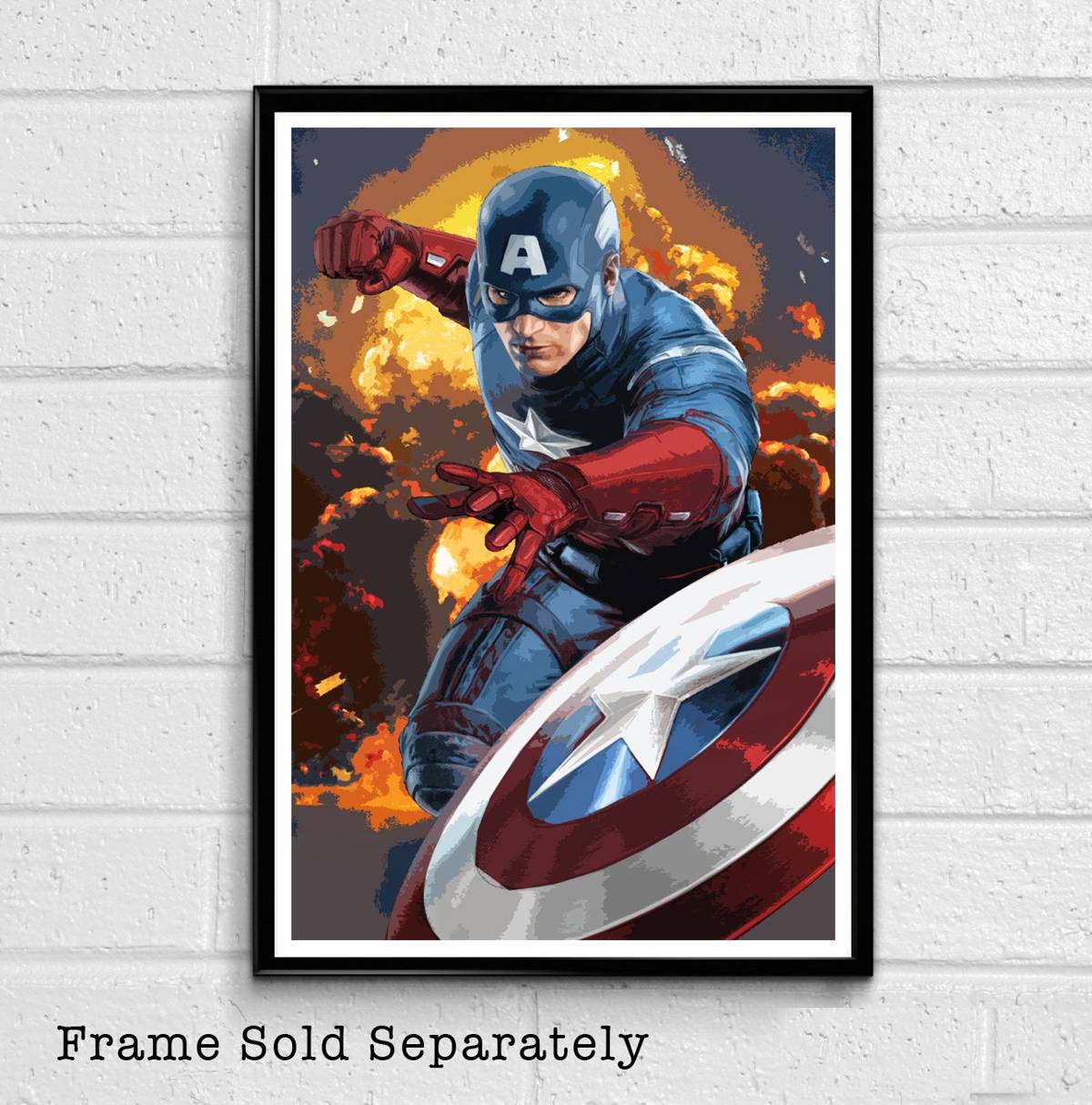 Captain America Illustration #7 - Superhero Movie Comicbook Film - Poster | Canvas Wall Art Print