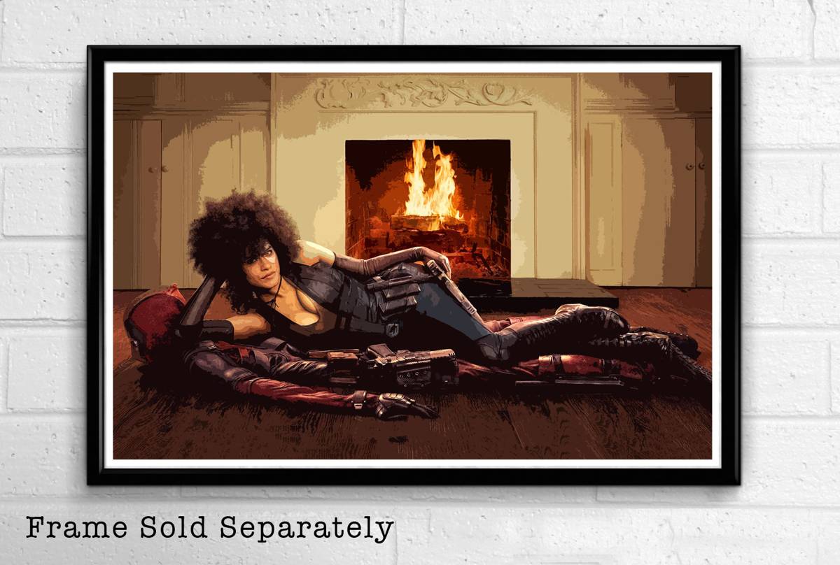 Domino Pin-Up Illustration - Marvel Superhero Movie Comicbook Film - Poster | Canvas Wall Art Print