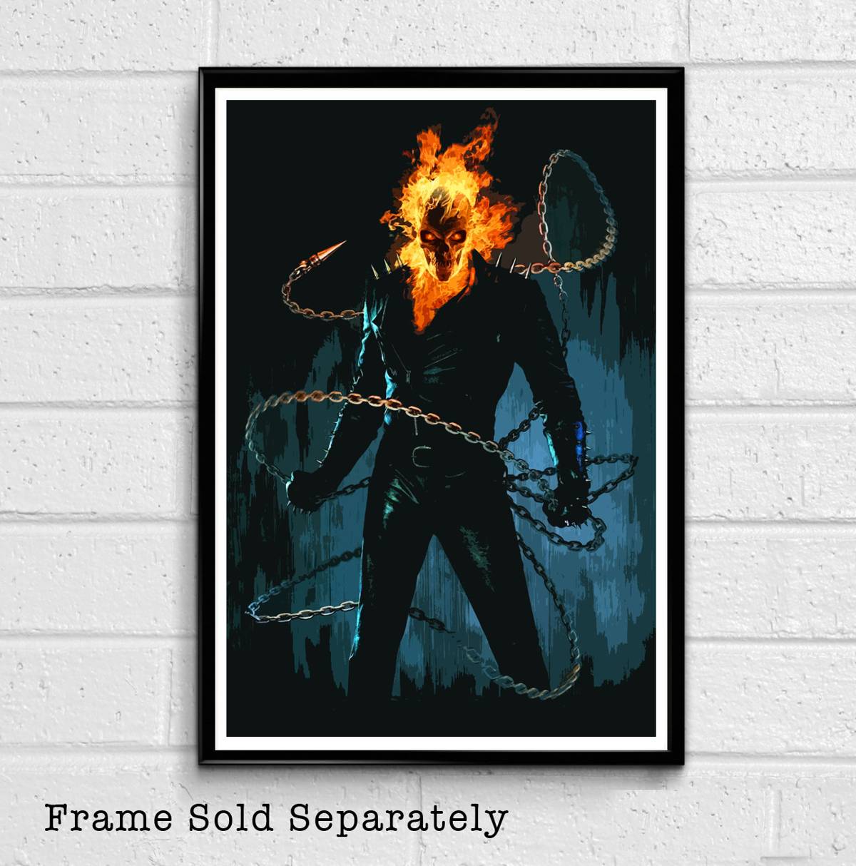 Ghost Rider Marvel Illustration #2 - Superhero Movie Comicbook Film - Poster | Canvas Wall Art Print