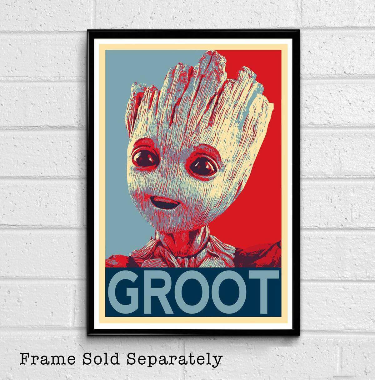 Groot Marvel Guardians Of The Galaxy Political Illustration - Superhero Movie Comicbook Film - Poster | Canvas Wall Art Print