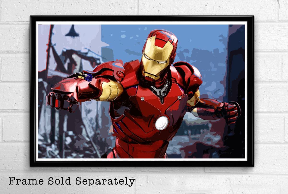 Iron Man Marvel Illustration #5- Avengers Movie Tony Stark Superhero Comicbook Film - Poster | Canvas Wall Art Print