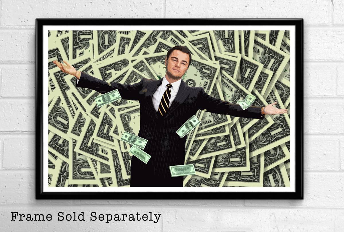 Wolf Of Wall Street Jordan Belfort Illustration #1 - Leonardo Dicaprio Movie Film - Poster | Canvas Wall Art Print