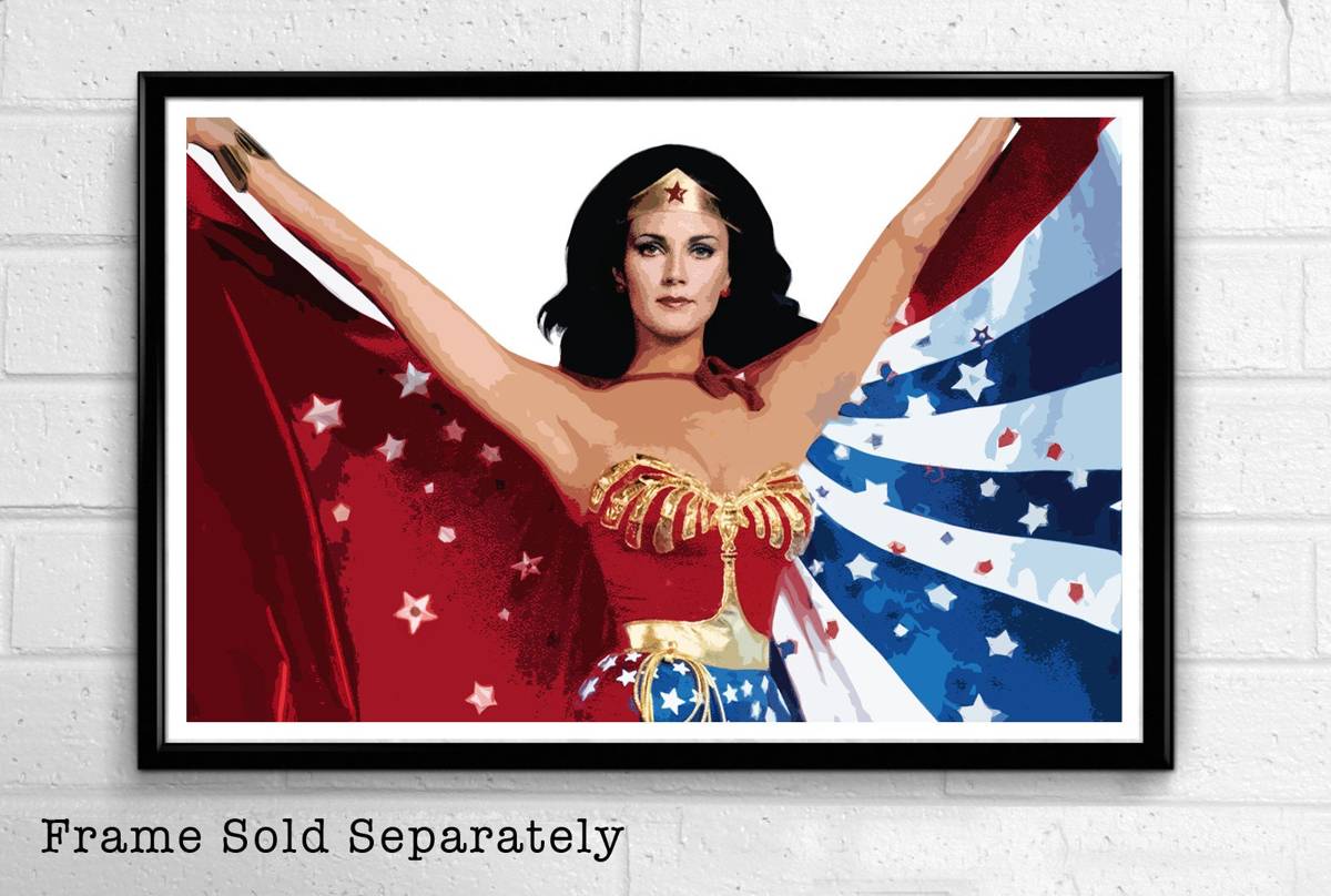Lynda Carter Wonder Woman Illustration #3 - 70'S Television Superhero Comicbook - Poster | Canvas Wall Art Print