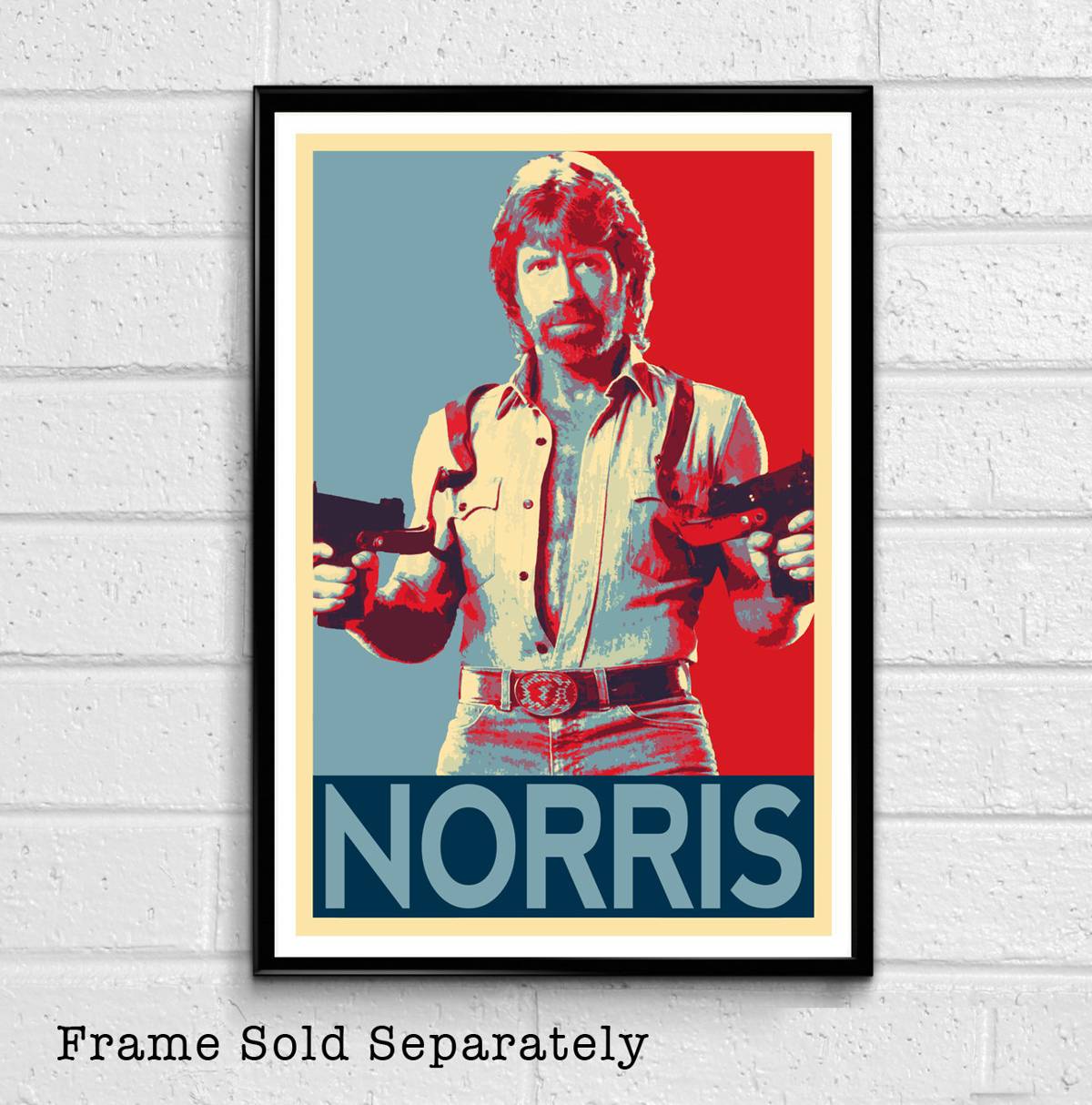 Chuck Norris Political Illustration - Martial Artist Actor Movie Icon Celebrity Legend - Poster | Canvas Wall Art Print