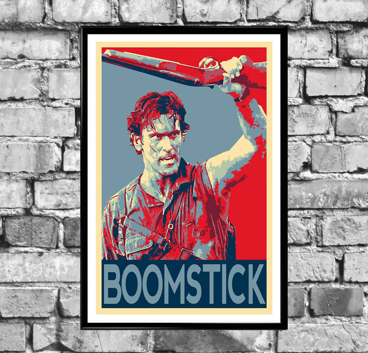 Ash Boomstick Illustration - Evil Dead And Army Of Darkness Bruce Campbell - Poster | Canvas Wall Art Print