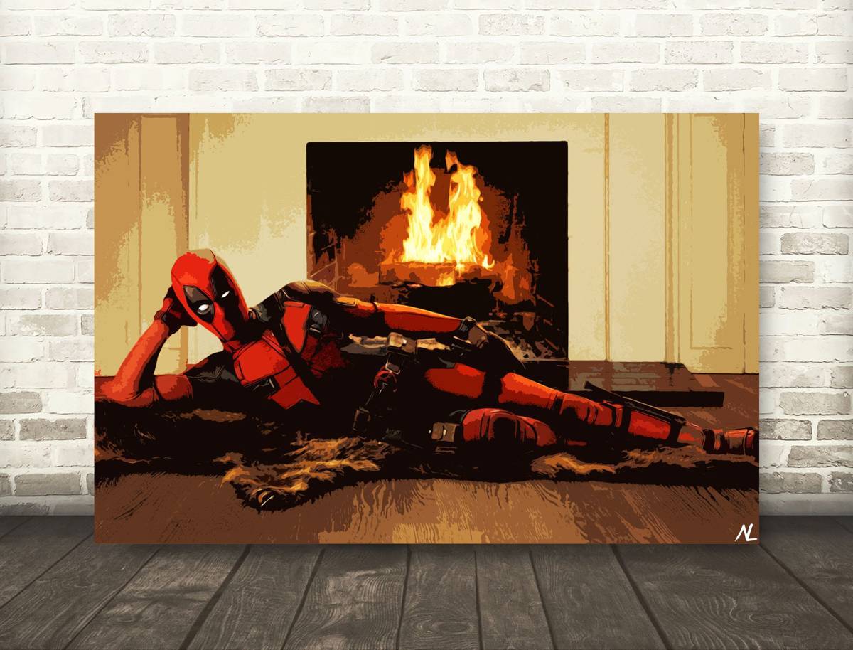 Deadpool Pin-Up Illustration - Marvel Superhero Movie Comicbook Film - Poster | Canvas Wall Art Print