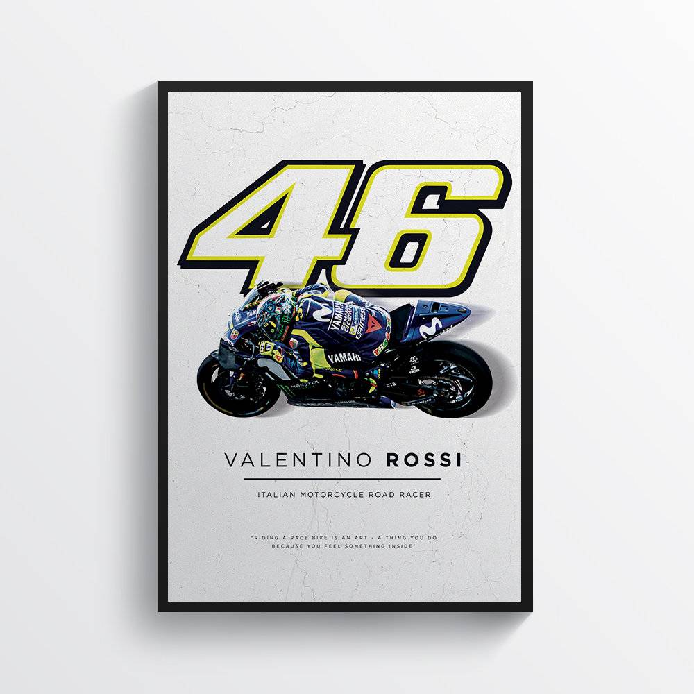 Valentino Rossi 2018 Bike Moto Gp Helmet Motorcycle Motorbike - Poster | Canvas Wall Art Print