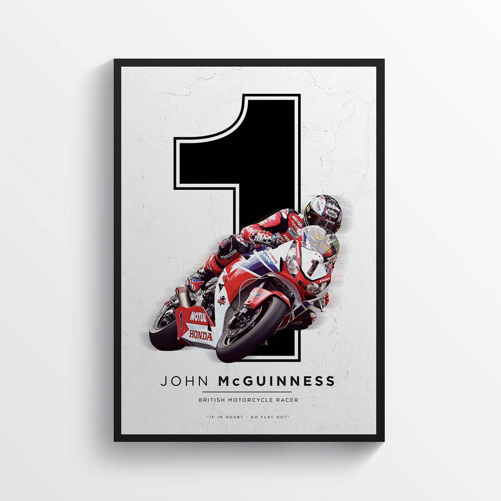 John Mcguinness British Motorcycle Racer Tt Isle Of Man Motorbike Road Racer - Poster | Canvas Wall Art Print
