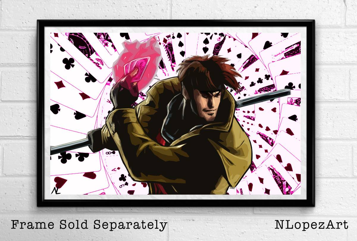 Gambit Xmen Illustration #1 - Comic Book Superhero - Poster | Canvas Wall Art Print