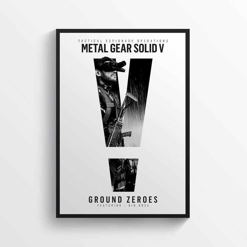 Metal Gear Solid V Video Game Ground Zeroes Black &amp;Amp;Amp; White - Poster | Canvas Wall Art Print