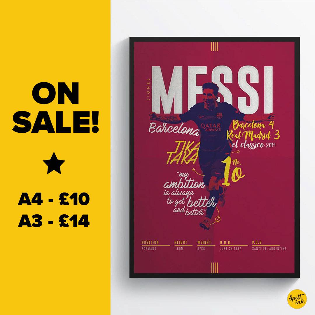 Lionel Messi Barcelona Football Football Print Soccer - Poster | Canvas Wall Art Print