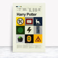 Harry Potter I-Viii Large Mid-Century Modern Inspired Print - Poster | Canvas Wall Art Print