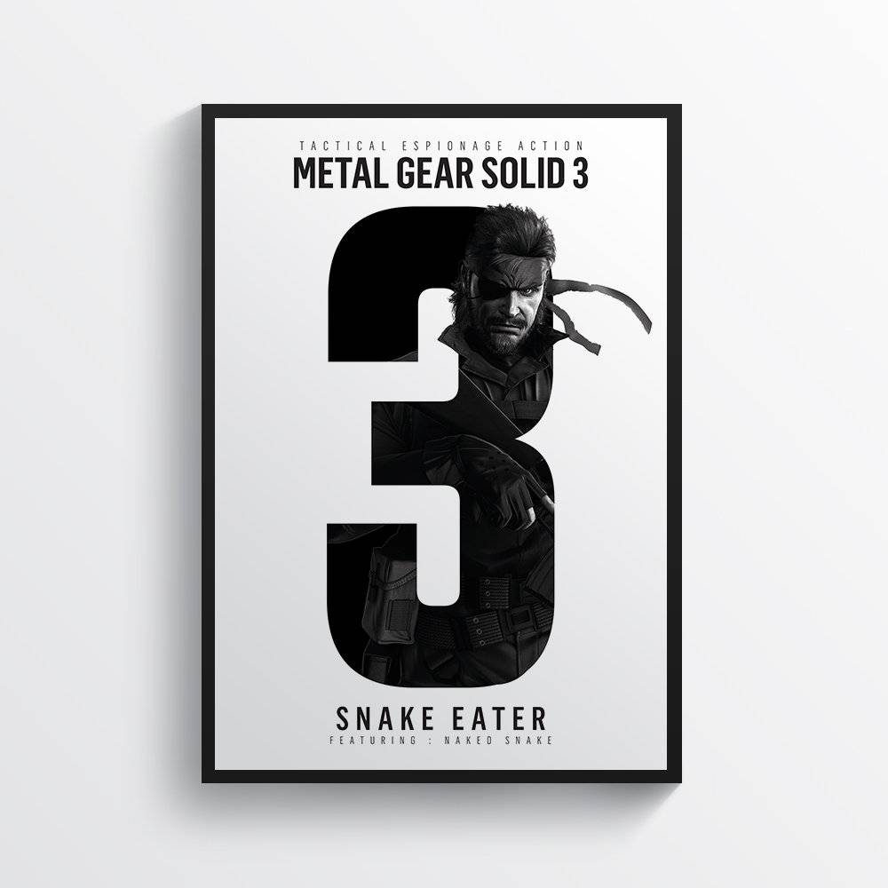 Metal Gear Solid 3 Video Game Snake Eater Black &amp;Amp;Amp; White - Poster | Canvas Wall Art Print