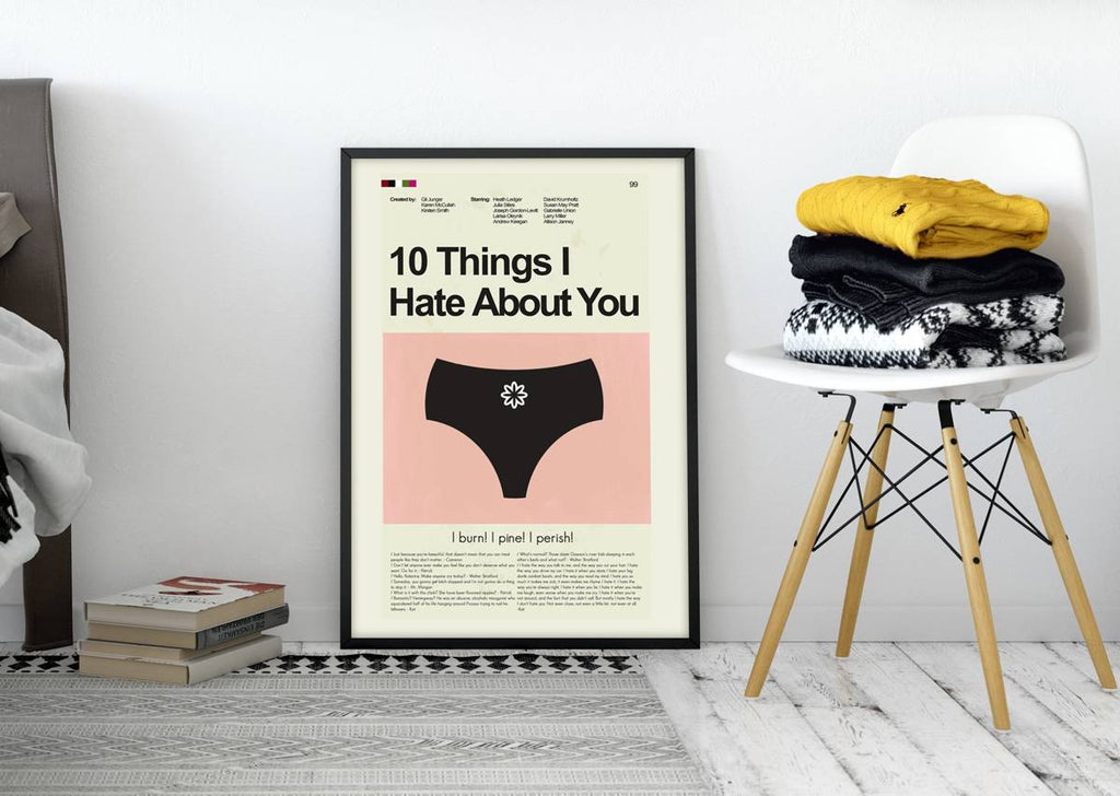 10 Things I Hate About You Mid-Century Modern Inspired Print - Poster | Canvas Wall Art Print