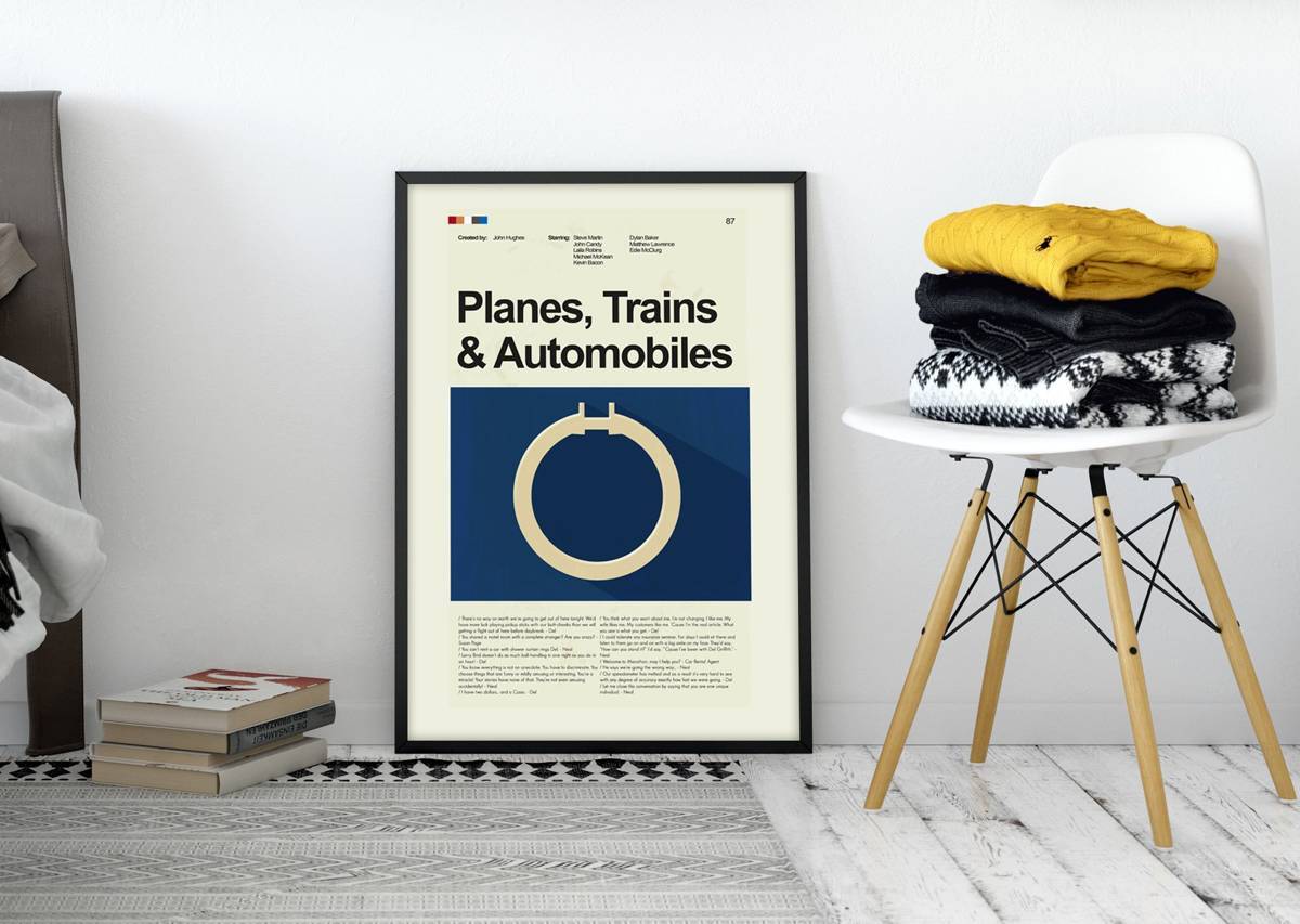 Planes, Trains &amp;Amp; Automobiles Mid-Century Modern Inspired Print - Poster | Canvas Wall Art Print