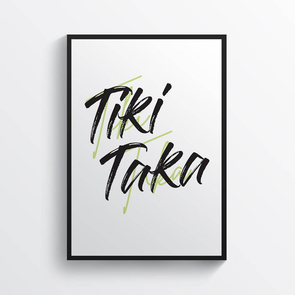 Tiki Taka Football Typography Quote Wall Art - Poster | Canvas Wall Art Print