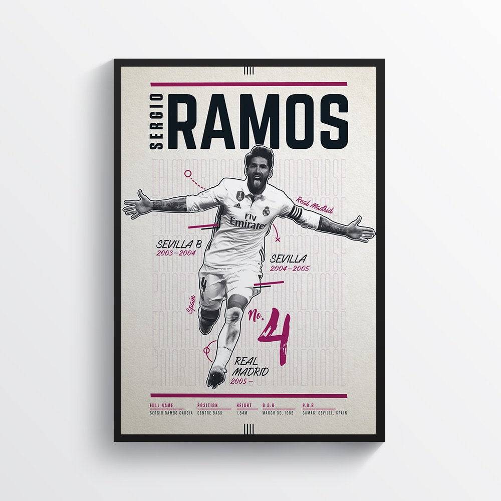 Sergio Ramos Real Madrid Football, Football Print, Sports Wall Art - Poster | Canvas Wall Art Print