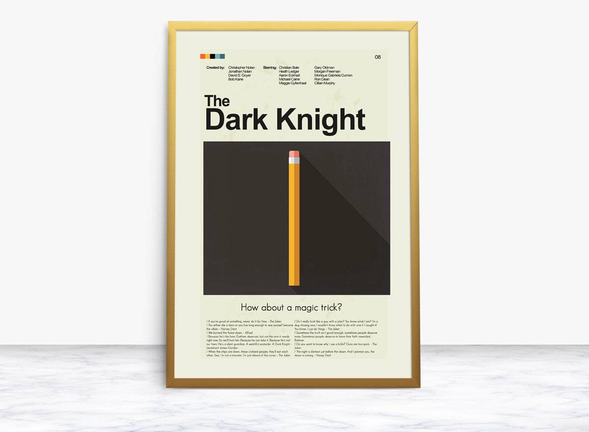 The Dark Knight Mid-Century Modern Inspired Print - Poster | Canvas Wall Art Print