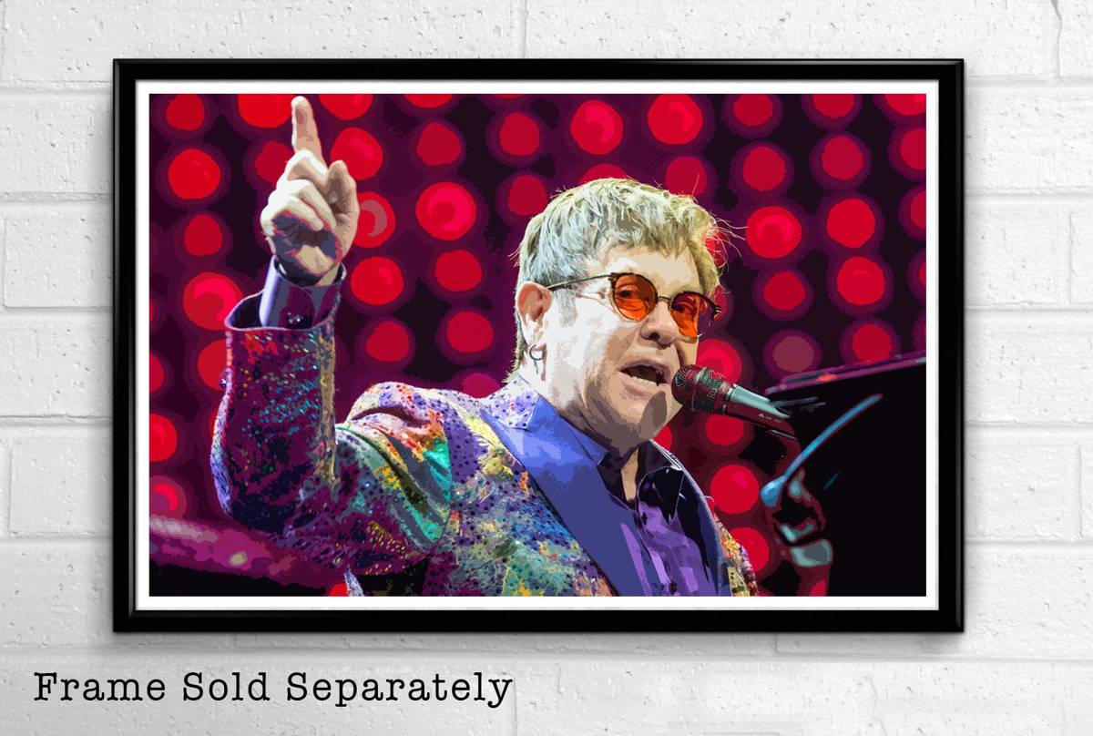 Sir Elton John Illustration #1 - Rock And Roll Music Icon - Poster | Canvas Wall Art Print