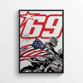 Nicky Hayden, Kentucky Kid, 69 Moto Gp Honda Motorcycle Print Portrait - Poster | Canvas Wall Art Print