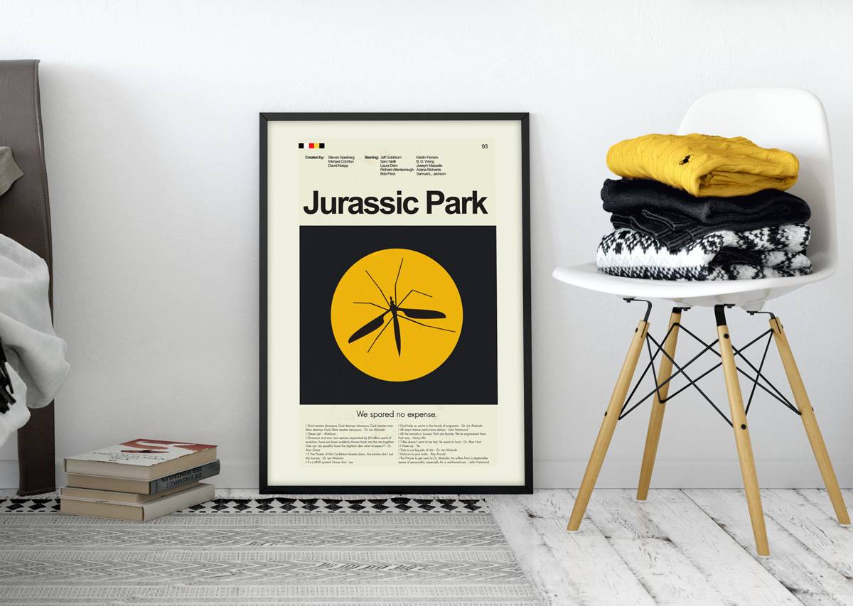 Jurassic Park Mid-Century Modern Inspired Print - Poster | Canvas Wall Art Print