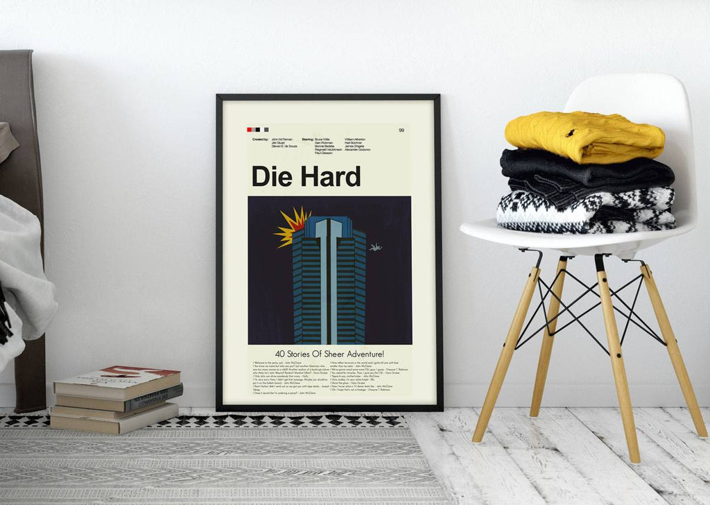 Die Hard Mid-Century Modern Inspired Print - Poster | Canvas Wall Art Print