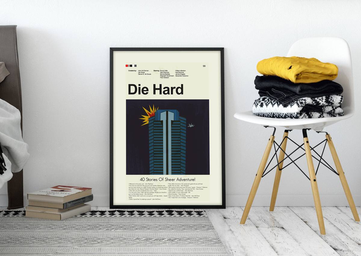 Die Hard Mid-Century Modern Inspired Print - Poster | Canvas Wall Art Print