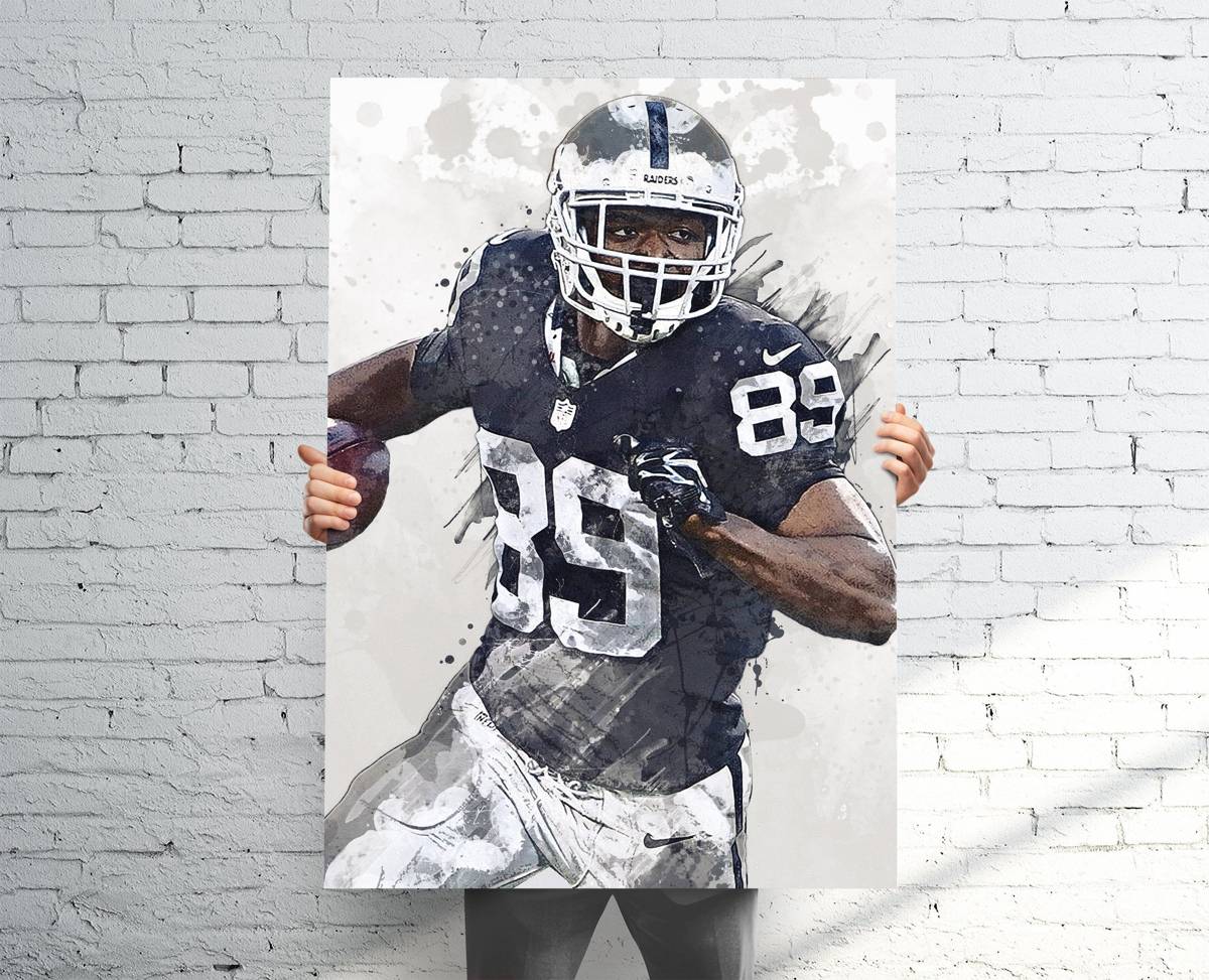 Amari Cooper Oakland Raiders Sports Art Print, Football, Sports Decor – Poster | Canvas Wall Art Print