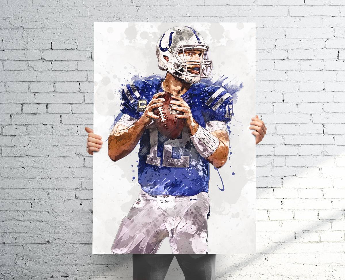 Andrew Luck Indianapolis Colts Sports Art Print, Football, Sports Decor – Poster | Canvas Wall Art Print