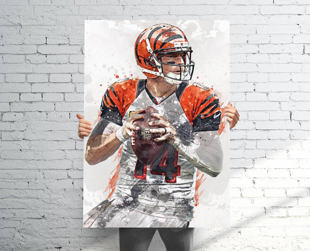 Andy Dalton Cincinnati Bengals Sports Art Print, Football, Sports Decor – Poster | Canvas Wall Art Print