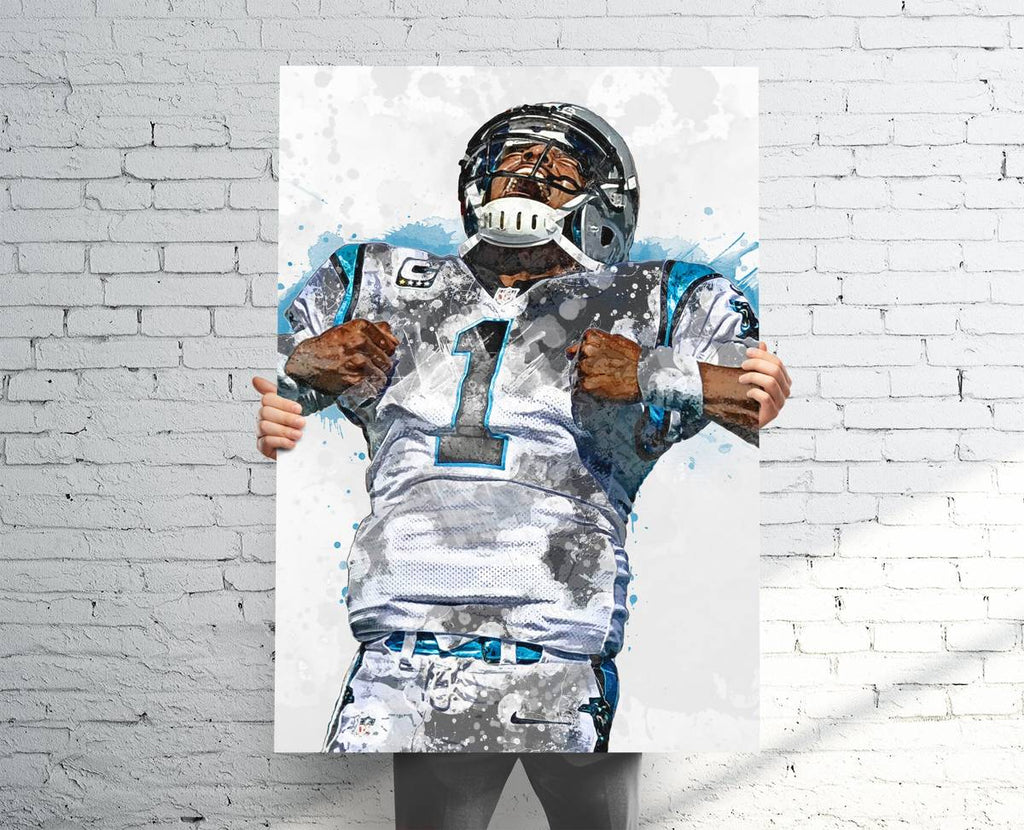 Cam Newton Carolina Panthers 'Supercam' Sports Art Print, Football, Sports Decor – Poster | Canvas Wall Art Print