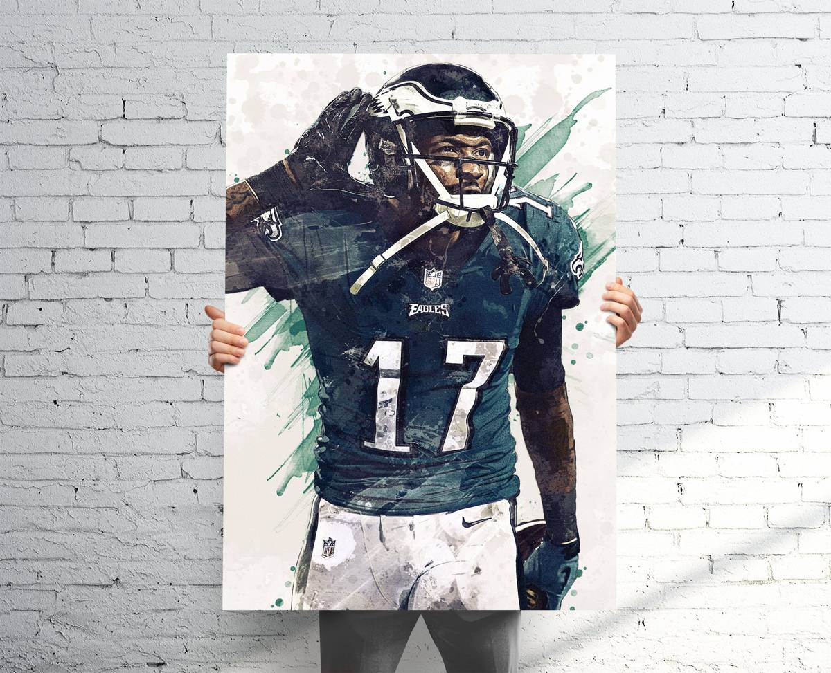 Alshon Jeffery Philadelphia Eagles Sports Art Print, Football, Sports Decor – Poster | Canvas Wall Art Print