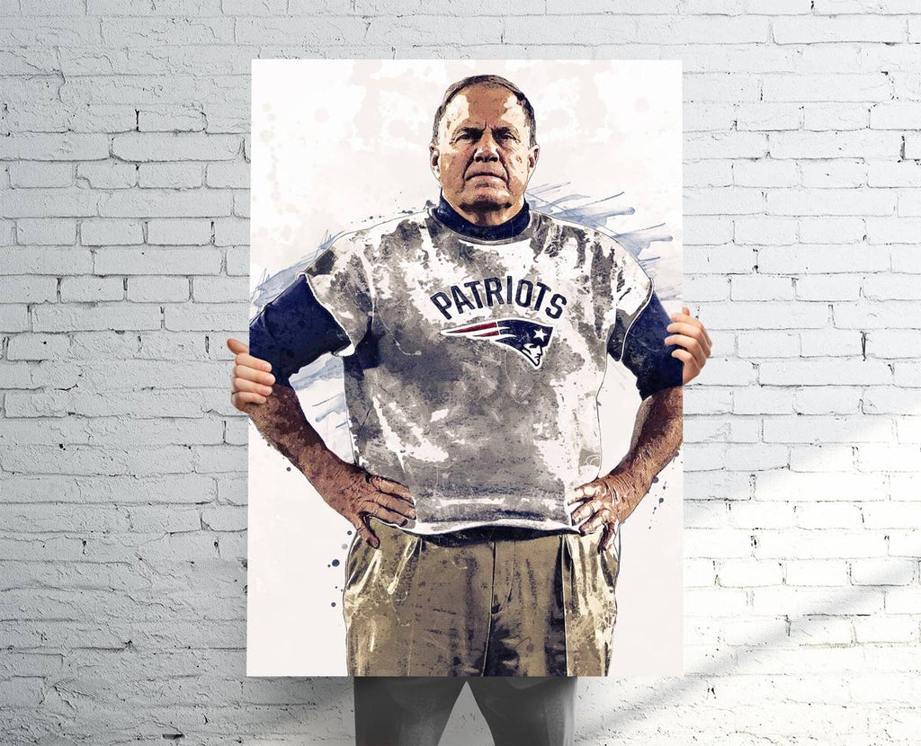 Bill Belichick New England Patriots Sports Art Print, Football, Sports Decor – Poster | Canvas Wall Art Print