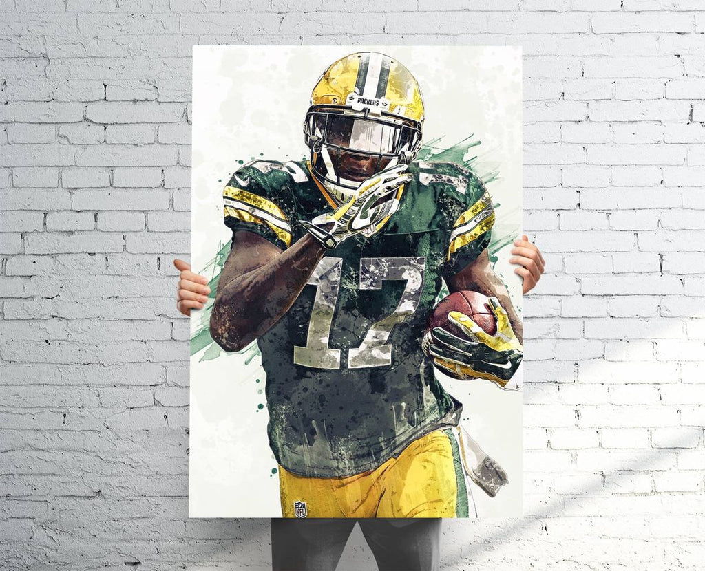 Davante Adams Green Bay Packers Sports Art Print, Football, Sports Decor – Poster | Canvas Wall Art Print