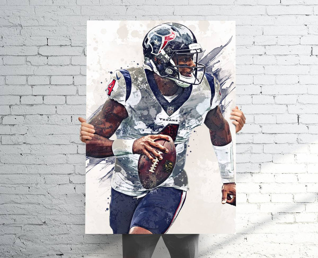 Deshaun Watson Houston Texans (V1) Sports Art Print, Football, Sports Decor – Poster | Canvas Wall Art Print