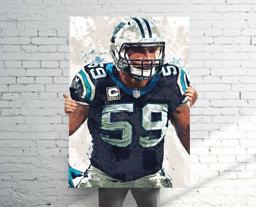 Luke Kuechly Carolina Panthers Sports Art Print, Football, Sports Decor – Poster | Canvas Wall Art Print