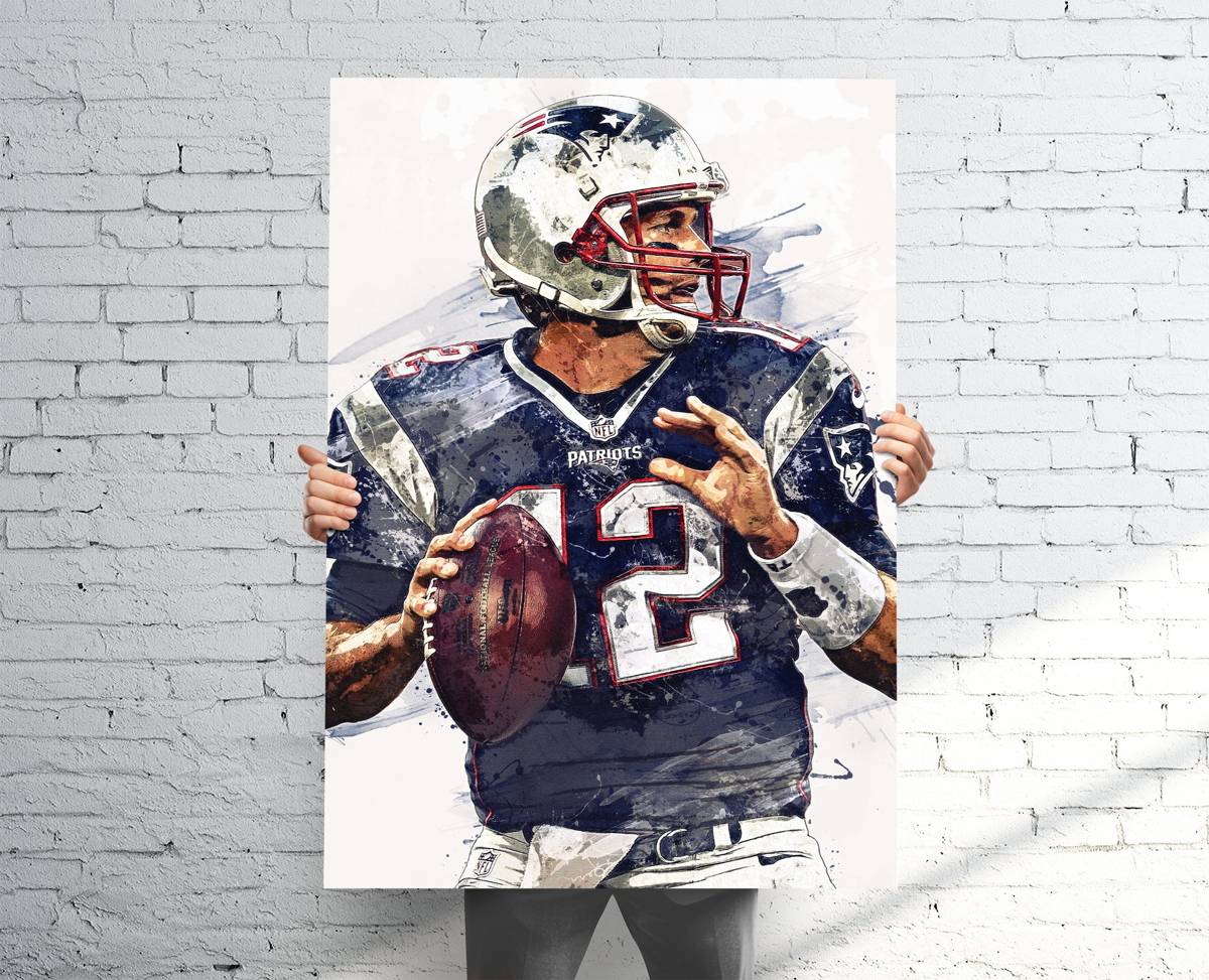 Tom Brady New England Patriots Sports Art Print, Football, Sports Decor – Poster | Canvas Wall Art Print