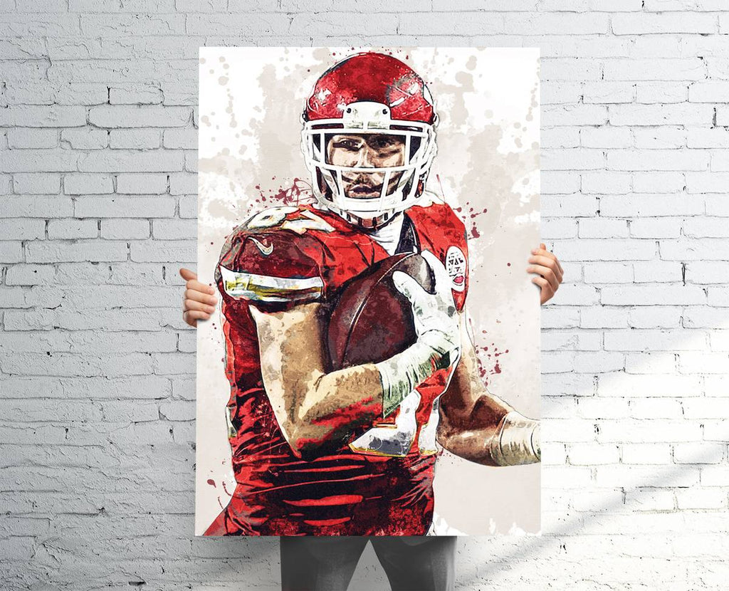 Travis Kelce Kansas City Chiefs Sports Art Print, Football, Sports Decor – Poster | Canvas Wall Art Print
