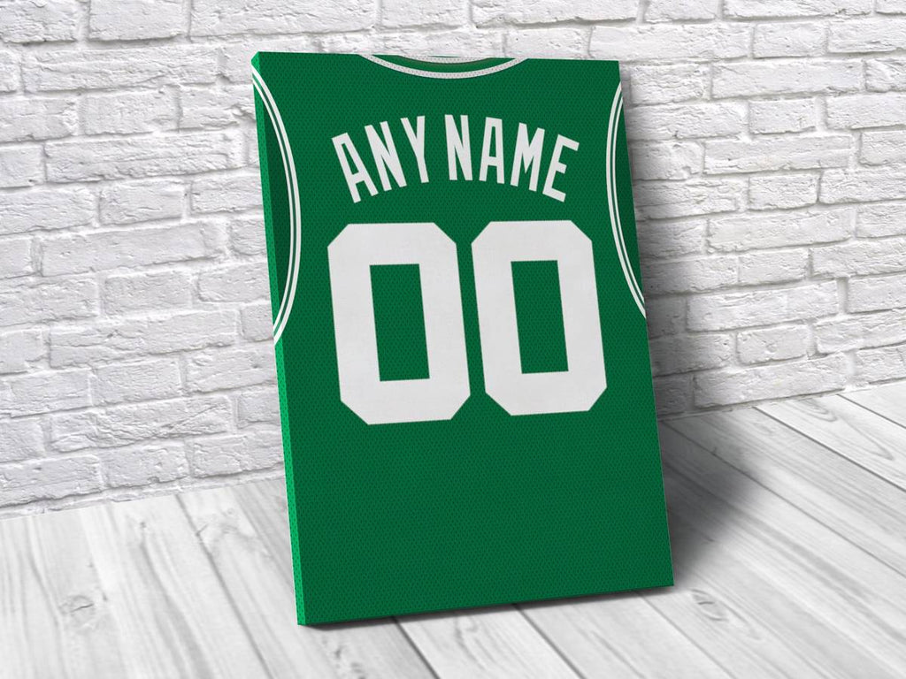 Boston Celtics Personalized Jersey Sports Art Print, Basketball Shirt, Sports Decor – Poster | Canvas Wall Art Print