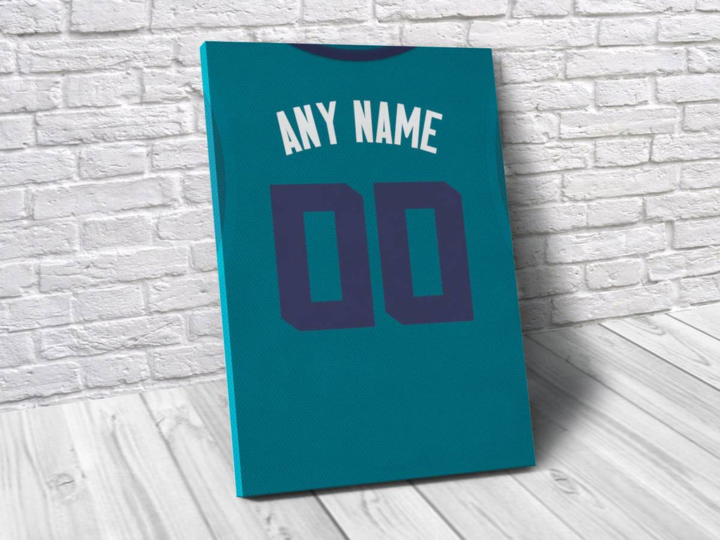 Charlotte Hornets Personalized Jersey Sports Art Print, Basketball Shirt, Sports Decor – Poster | Canvas Wall Art Print