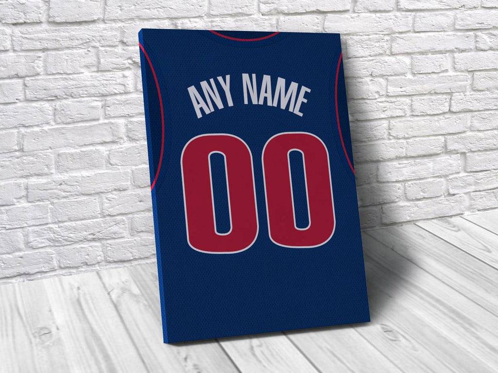 Detroit Pistons Personalized Jersey Sports Art Print, Basketball Shirt, Sports Decor – Poster | Canvas Wall Art Print
